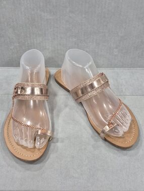 Guess GBG LA Laydee sandals women's 9M pink metallic glitter chain toe loop